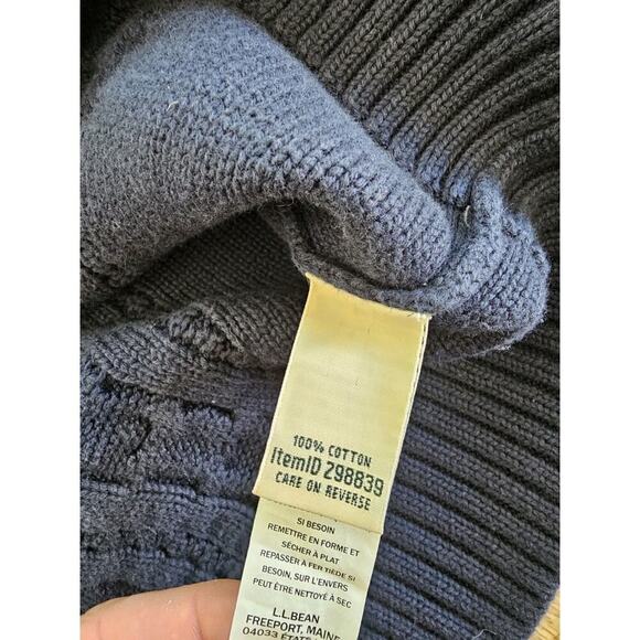 L.L Bean Double L Women's Cableknit Sweater Size S Navy Blue - Picture 7 of 8